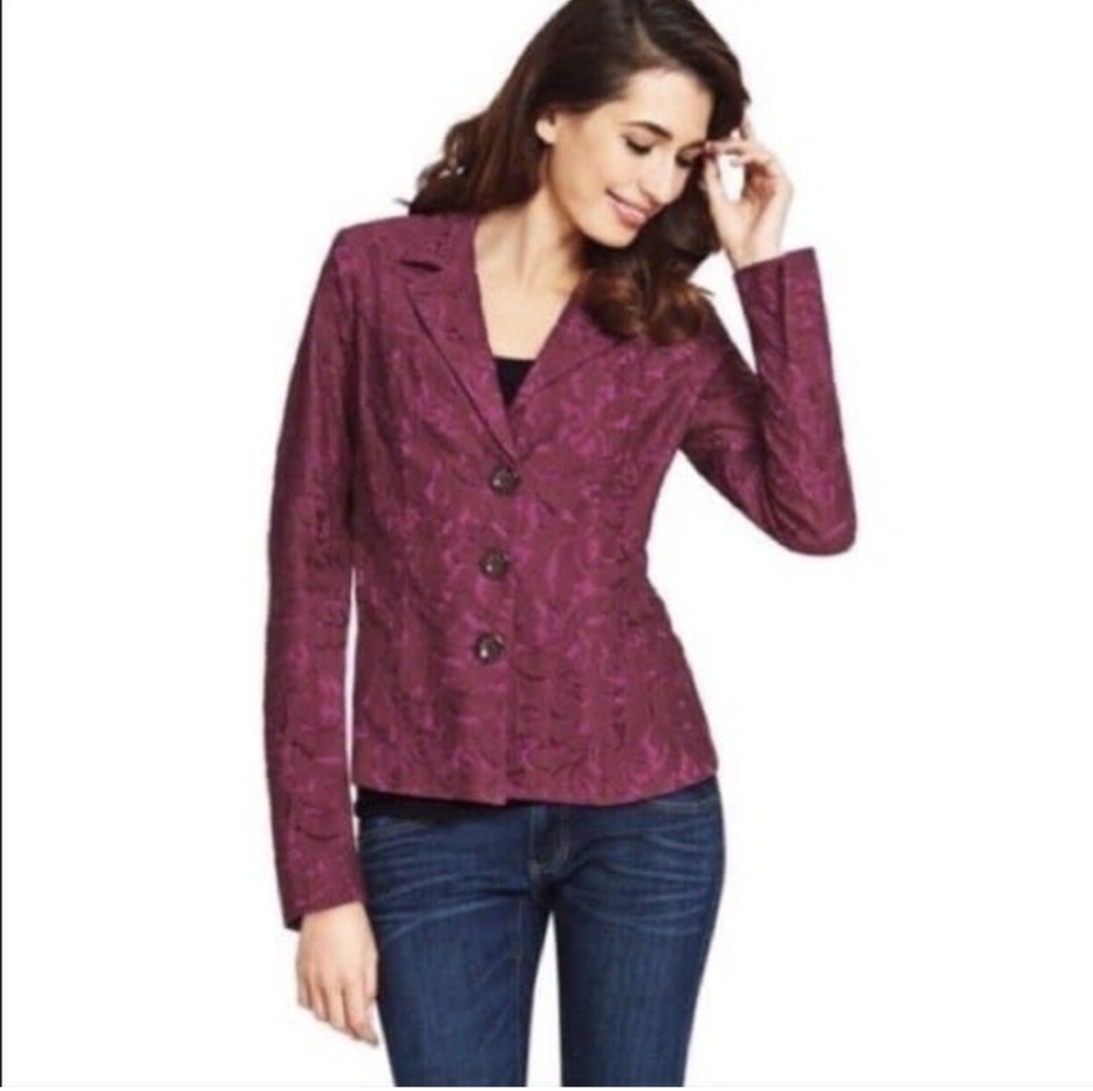 CAbi lace plumberry blazer jacket sz 6 D3 - Picture 1 of 8